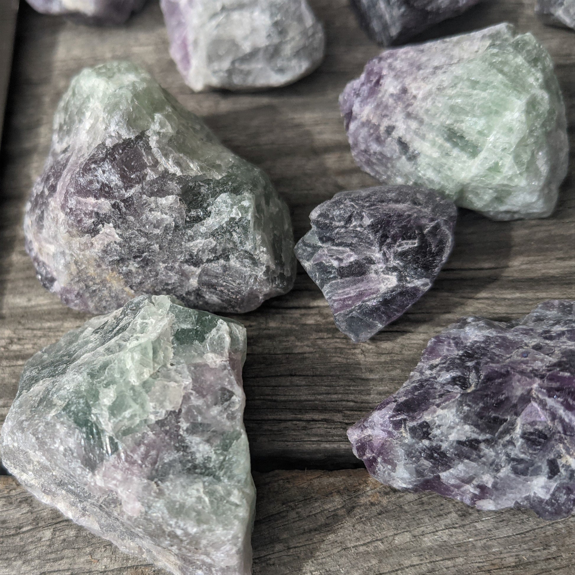 rainbow fluorite rough crystals