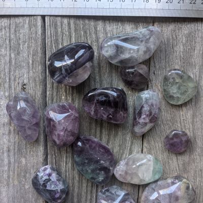 rainbow fluorite crystals tumbles