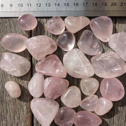 rose quartz crystal tumbles